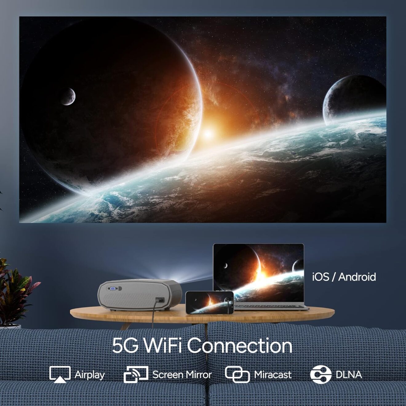 ویدیوپروژکتور وایفای دار مارکWEWATCH مدل V50 - Image 4