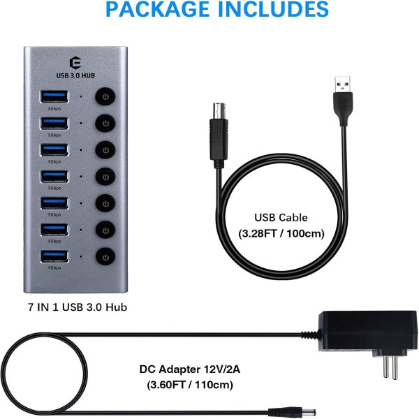 هاب7پورت USB 3.0 با کلیدهای روشن/خاموش مارک OBERSTER - تصویر 2