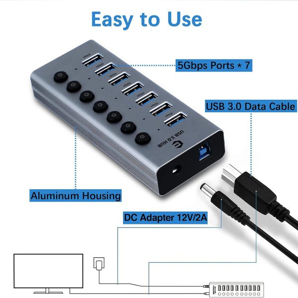 هاب7پورت USB 3.0 با کلیدهای روشن/خاموش مارک OBERSTER - تصویر 6