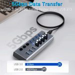 هاب7پورت USB 3.0 با کلیدهای روشن/خاموش مارک OBERSTER - تصویر 4