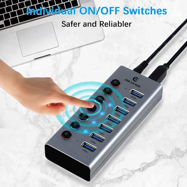 هاب7پورت USB 3.0 با کلیدهای روشن/خاموش مارک OBERSTER - تصویر 5
