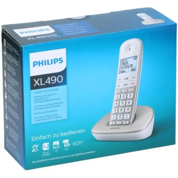 تلفن بی‌سیم فیلیپس مدل XL4901S با دکمه‌های بزرگ و نمایشگر خوانا - تصویر 3