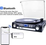 گرامافون بلوتوثی برند DIGITNOW با تبدیل وینیل به MP3 و پخش کاست، رادیو AM/FM، و ریموت - Image 3