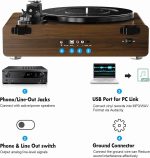 گرامافون برند DIGITNOW مدل B600بلوتوثی وینیل با اسپیکرهای استریو داخلی، تبدیل وینیل به MP3، ورودی Aux/RCA - Image 5