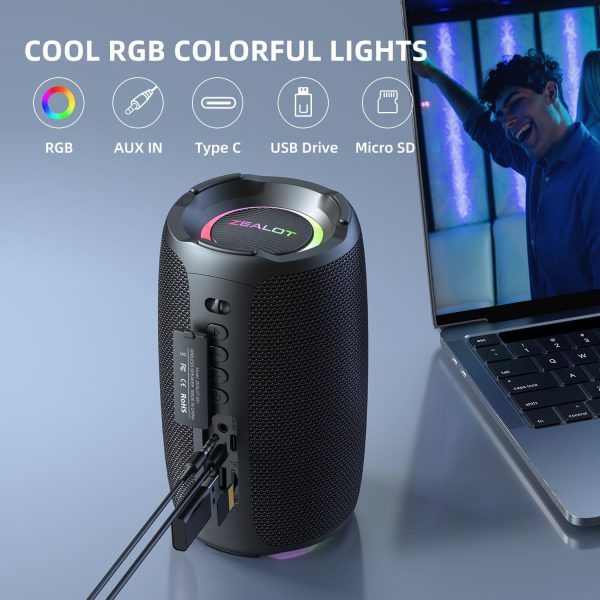 اسپیکر بلوتوثی برندZEALOT مدلS61 قابل حمل RGBدار با قابلیت زمان پخش 40 ساعته - تصویر 2